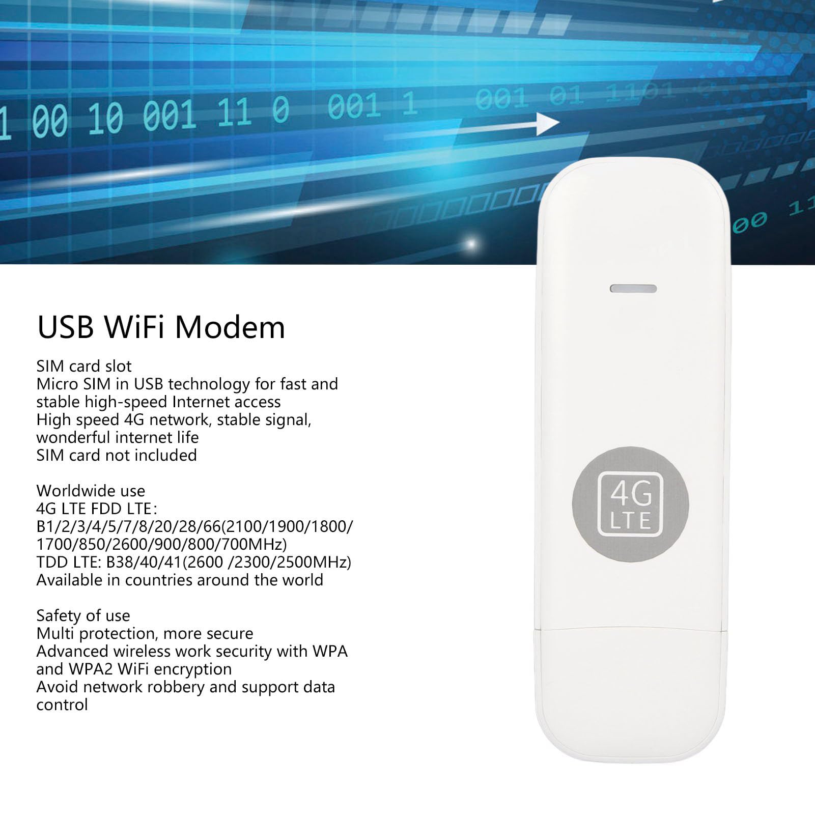 Przenośny Hotspot WiFi 4G LTE, Bezprzewodowy Klucz USB Mobilny Hotspot, Uniwersalny Szybki Odblokowany Przenośny Router 4G do Telefonów Komórkowych Tablety Laptopy