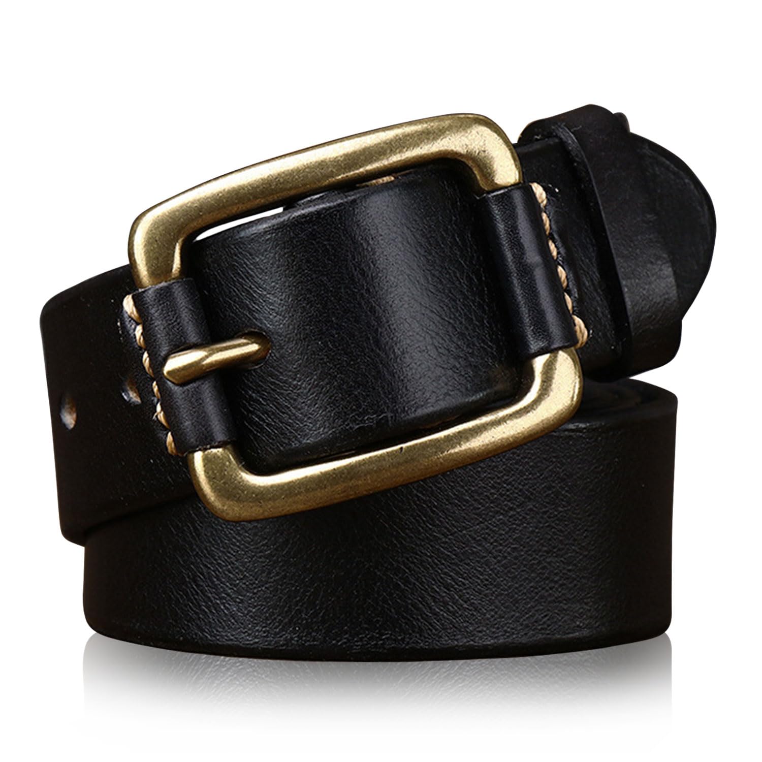 Vintage 1 5 Full-Grain Heavy-Duty Buckle Genuine Leather Belt Men Gift Box Executive