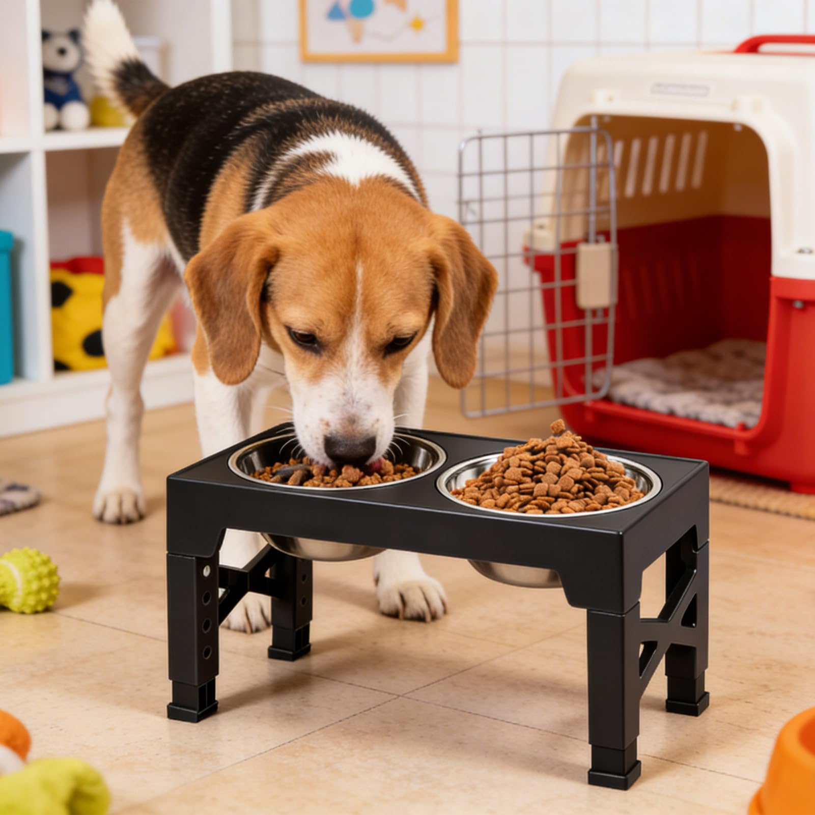 Bols d'eau pour Chien Support Réglable À 5 Niveaux | 2 Bols Surélevés Mange-Lent Pour Nourriture Pour Chiot Chat Alimentation et Boisson Maison