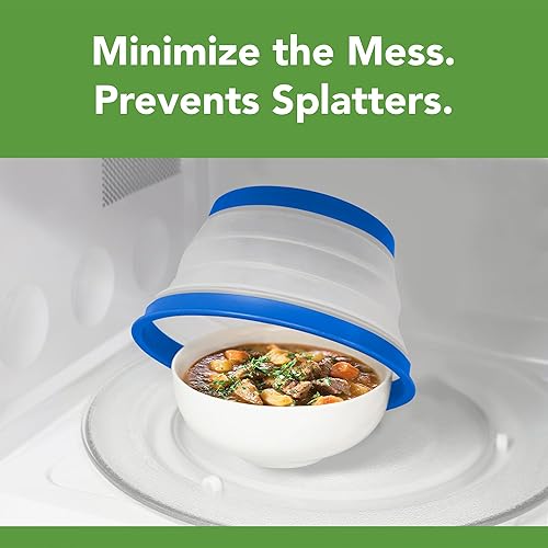 Miniatura 2 de Tovolo Cubierta para Microondas contra Salpicaduras de Alimentos, Pequeña (Azul) - Tapa de Protección contra Salpicaduras de Silicona Plegable y con