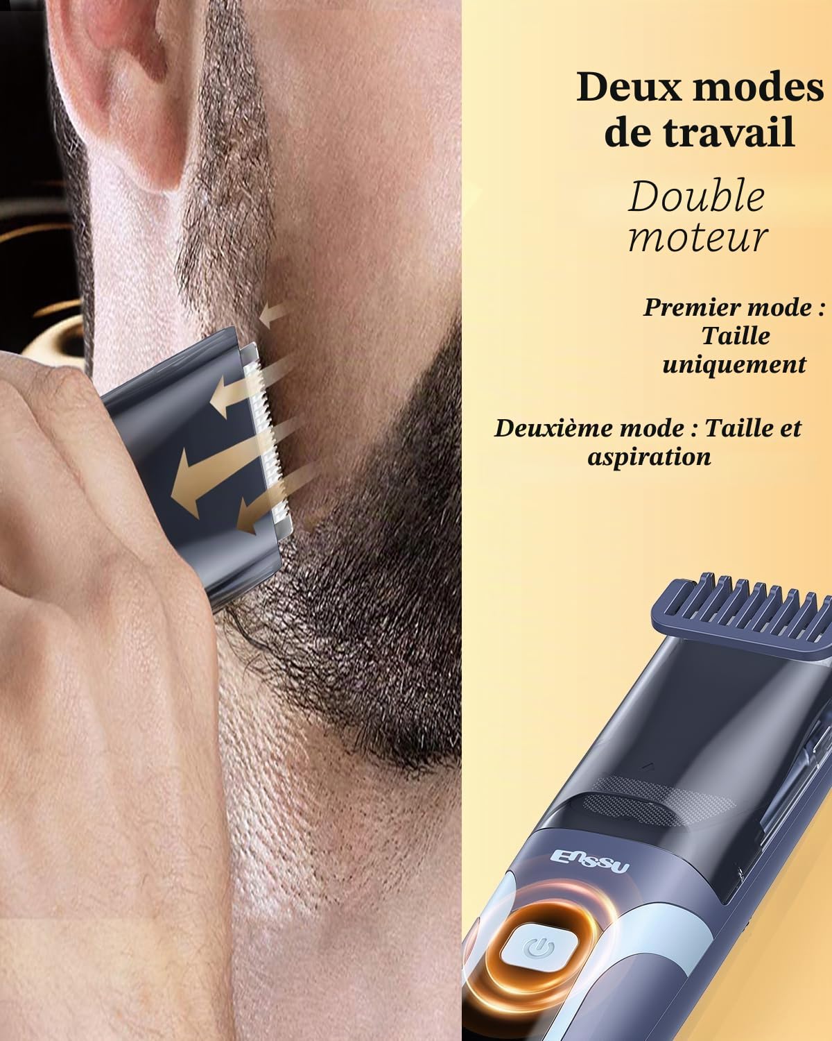 ENSSU Tondeuse à barbe pour homme avec aspirateur