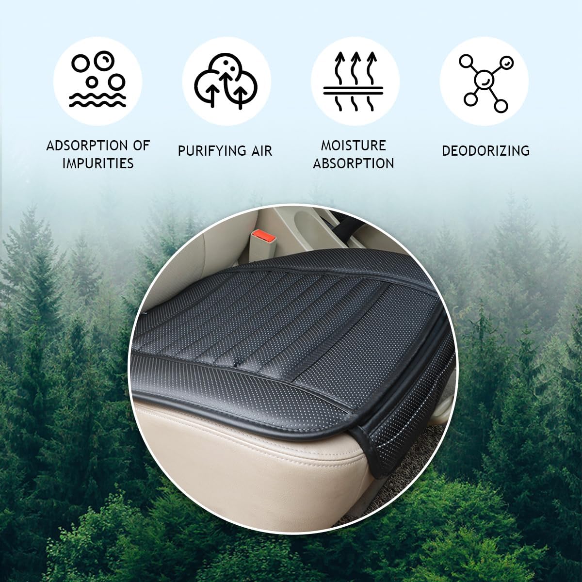 Car Seat Bottom Cover, Semi-Wrap Non-Slip Leather Car Seat Cover, Comfortable Breathable Auto Front Seat Bottom Cushion with Pocket, Universal Interior Car Accessories (Black)