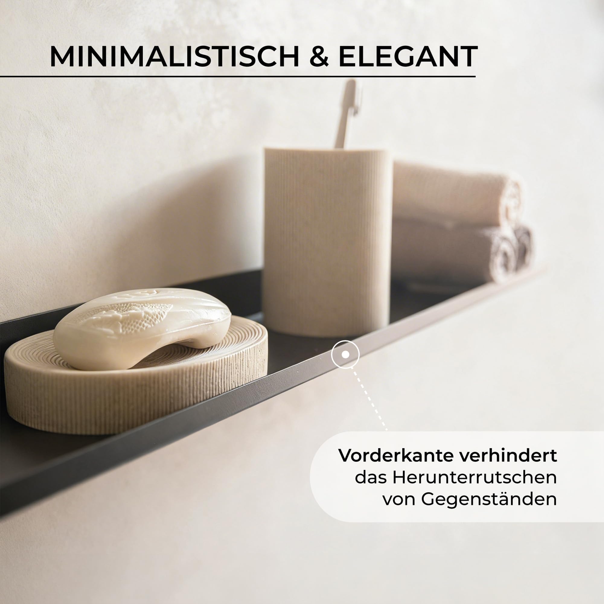 MILUKA Wandregal Schwarz aus Metall 70 x 10 cm, 2er Set, kombinierbar | Schmales Schweberegal und Bilderleiste für Bilder, Kosmetik, Fotos und Bücher, verhindert Herunterfallen, Made in Spain
