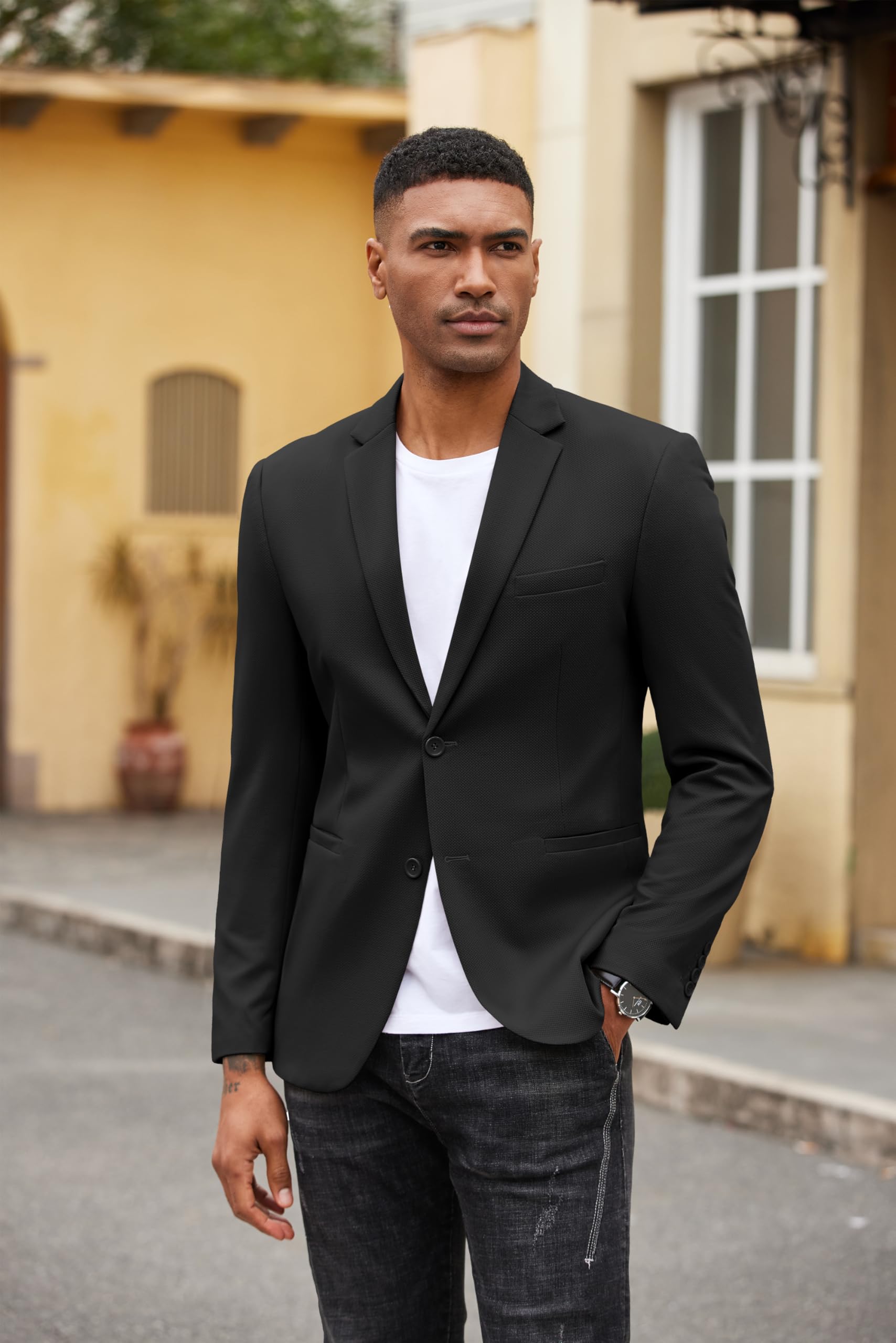 COOFANDY Giacca sportiva da uomo, casual, leggera, con 2 bottoni, vestibilità regolare