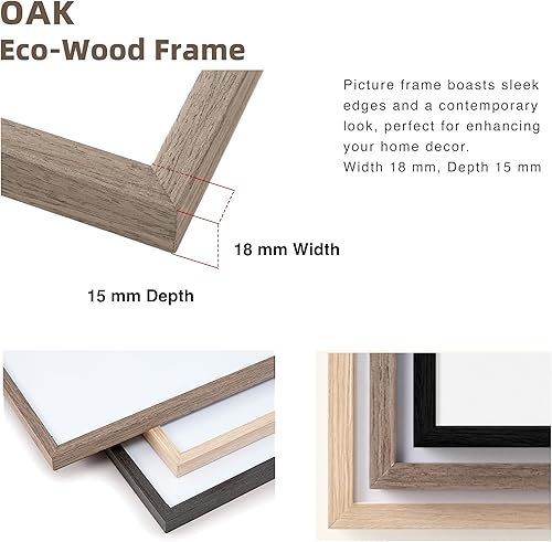 Miniatura 5 de Marco para póster de 18 x 24 pulgadas, marco de fotos grande sin paspartú, acabado de madera maciza color negro grisáceo y frente de plexiglás para