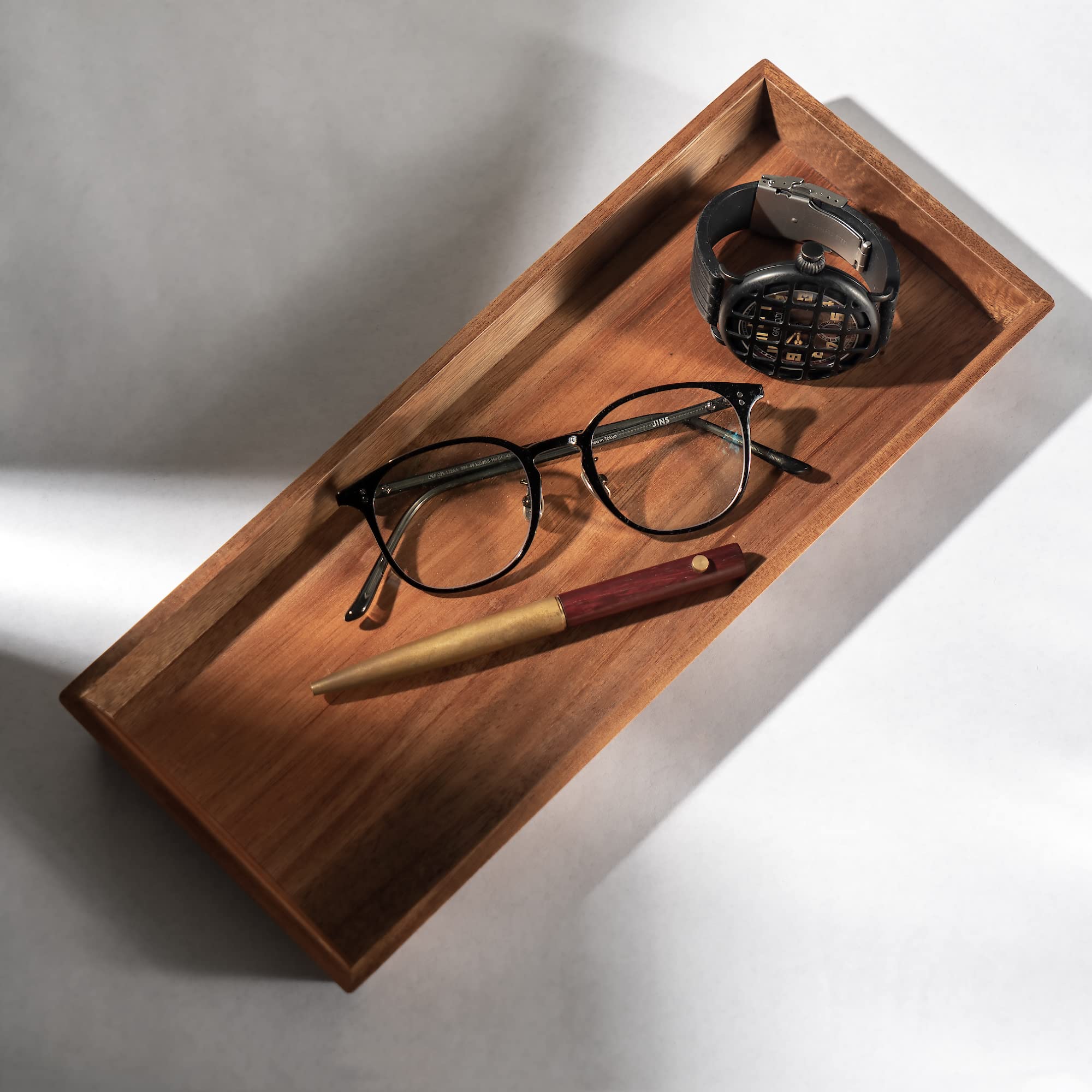 Jo Lavie Wooden Vanity Tray, Coffee Tray, Bathroom Organizer, Home Decorative Styling Decor, Appetizer Serving Platters for Home, Cheese Board, Candle, Diffuser