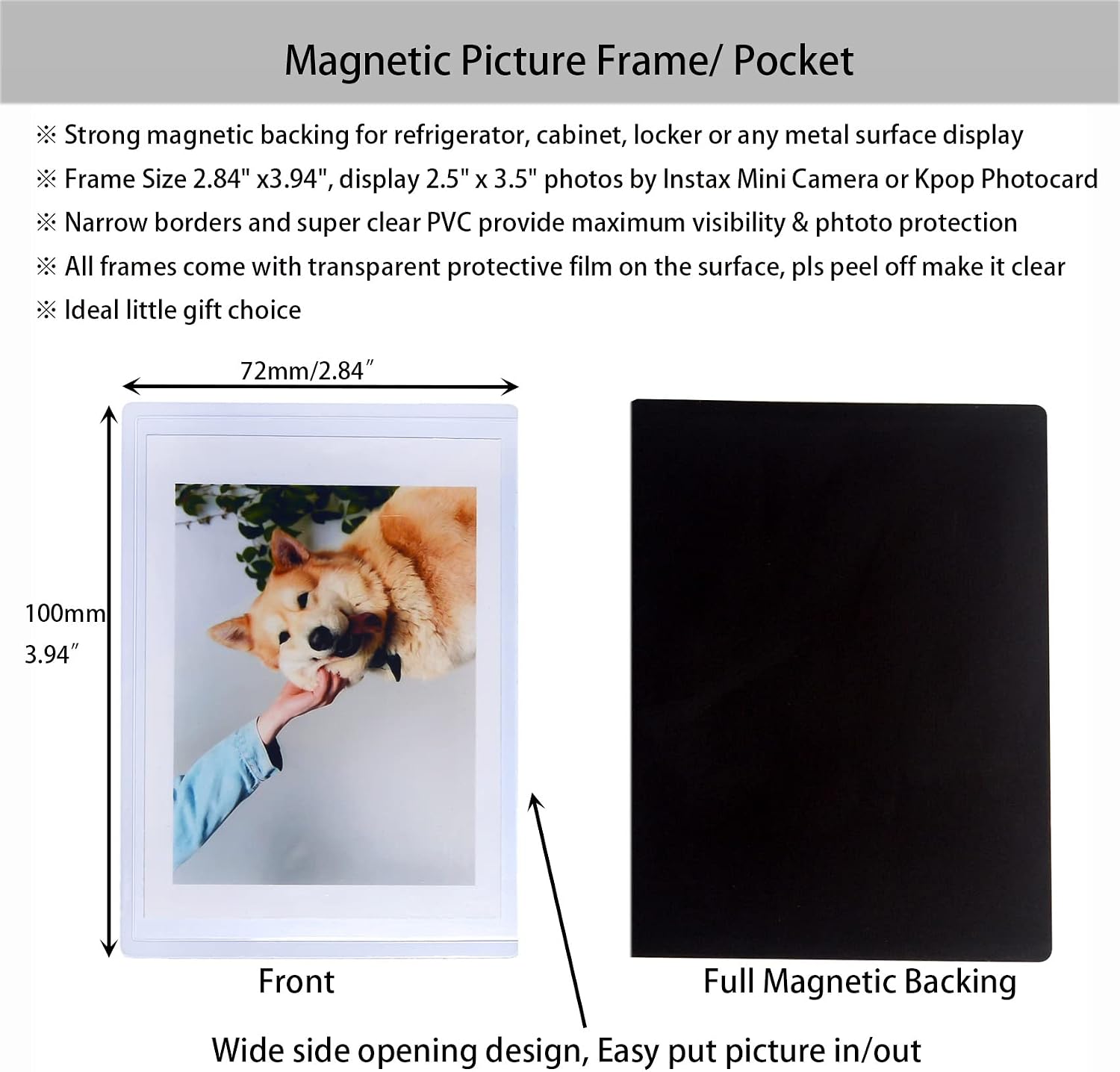 Magnetic Polaroid Picture Frame, Instax Mini Photo Frame for Fridge, Photo Magnets for Refrigerator, Polaroid Frame for Photos, Fridge Magnets, Wallet Size Picture Frame, 20 Pack