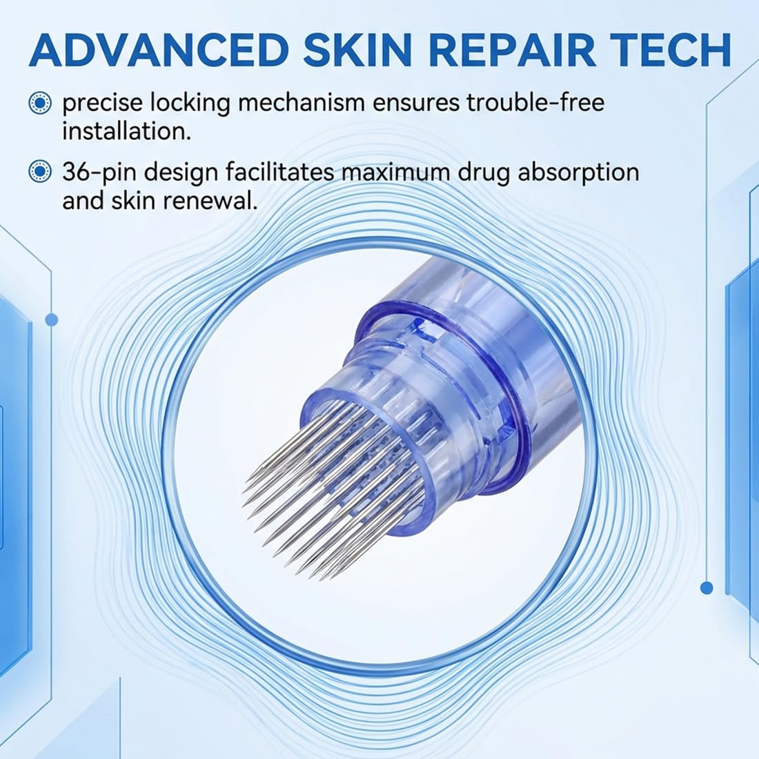 Set da 8 Microaghi, 36 Aghi, Punte Micro/Nano, Ricambi per Dispositivi di Microneedling. Punte di Ricambio per Penne Microneedling