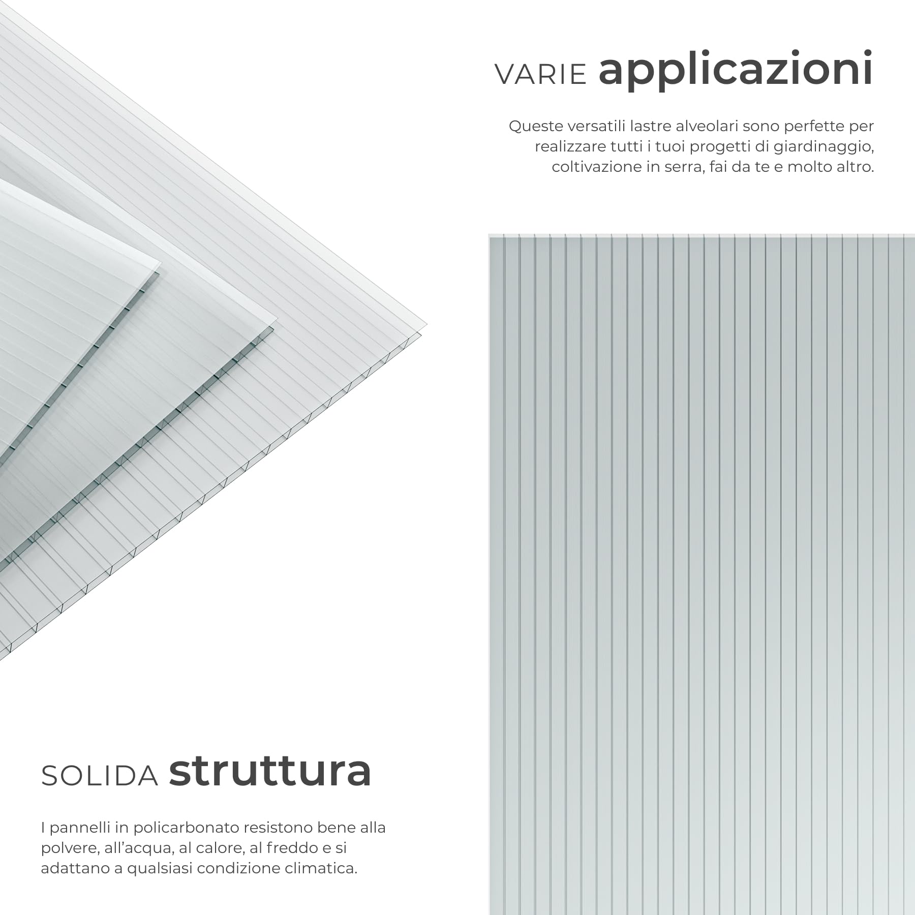 tectake® Set di 10 Lastre Alveolari In Policarbonato, Resistenti alle Intemperie, Trasparenti, Resistente Raggi UV, Tagliabili, per Serre, Pensiline, Tettoie, Facile da Pulire - 121 x 60,5 x 0,4 cm