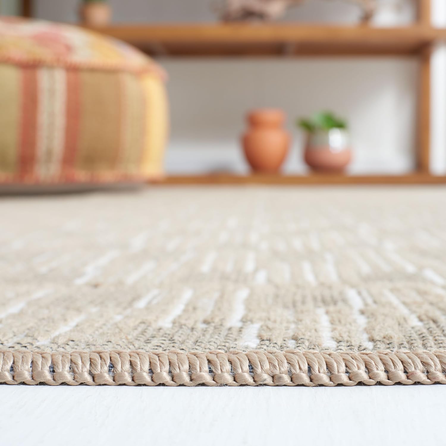 SAFAVIEH Area Rug 8x10 - Aspect Collection - Large - Natural & Ivory, Jute & Cotton, Ideal for Living Room, Bedroom, Office, Dining Space (APE402B)