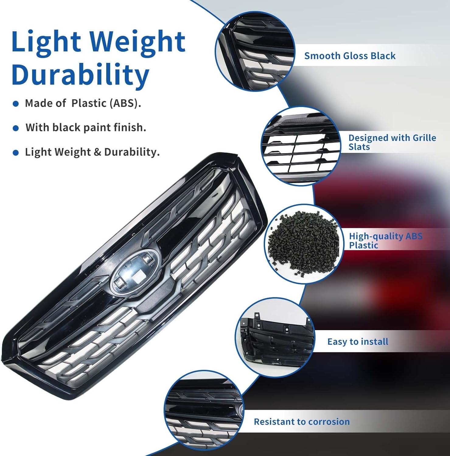 Auto Front Grille, Car Front Grill, Compatible with 2014-2018 Forester Gloss Balck,OE Number: 91121SG030,91121SG020,91121SG000 91121SG040,91121SG060,91121SG280 91121SG050