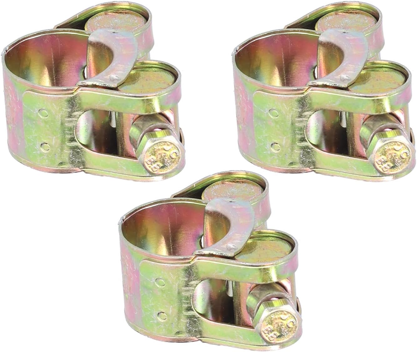 20PCS Heavy Duty Zinc Plated Iron Screw Hose Clamp for Motor Vehicle Petrochemical Pharmaceutical Secure Pipe Fastener Durable Pipe Clamp Golden Color (20-22mm)