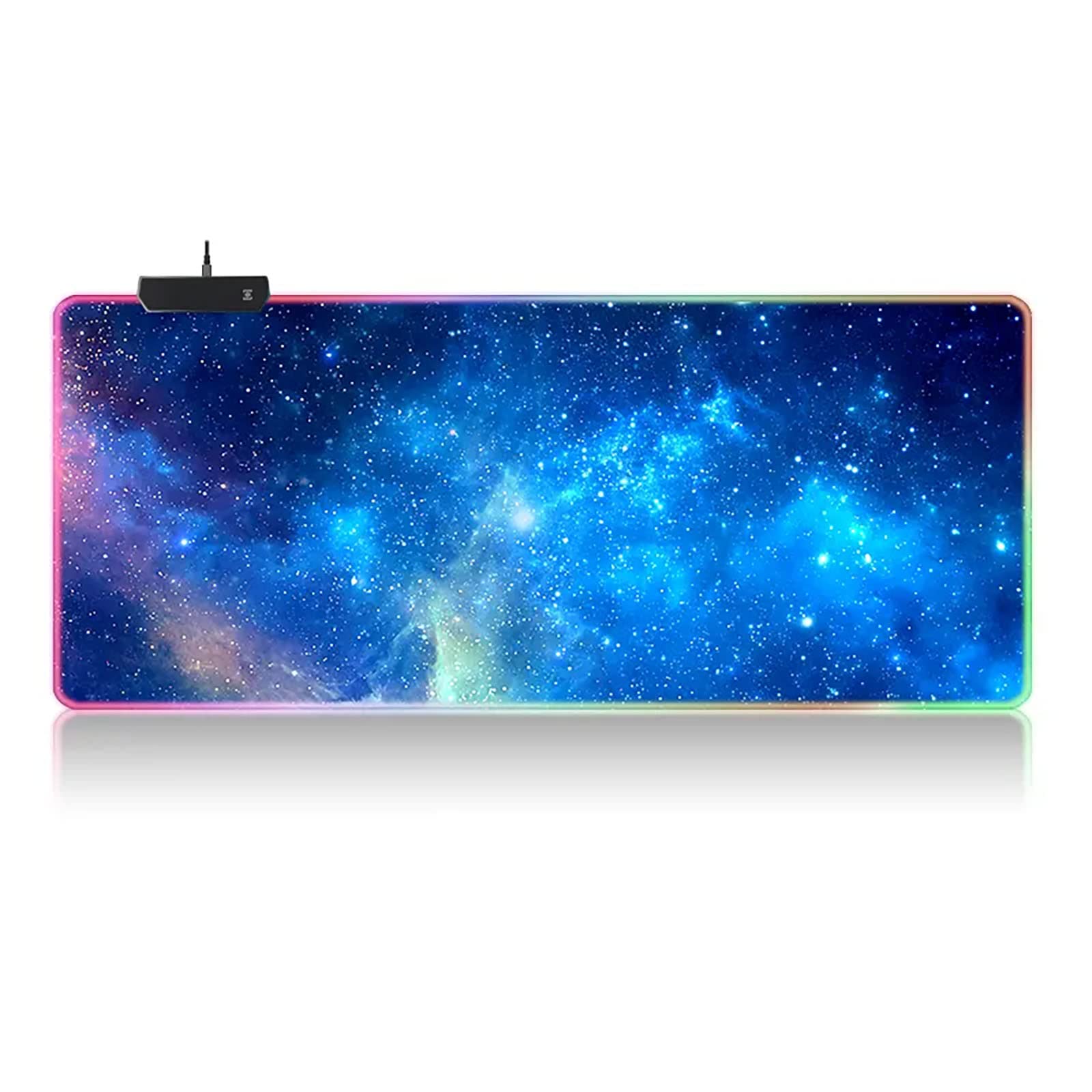 ELLENNE MOUSEPAD XXL RGB LED TAPPETINO GAMING 900X400MM STARS C04 | RGB TAPPETINO XXL - MOUSE PAD GIOCO GAMING 900X400 - LED 7 COLORI - 4 EFFETTI LUCI LAVABILE PER PC DESKTOP E LAPTOP STARS C04