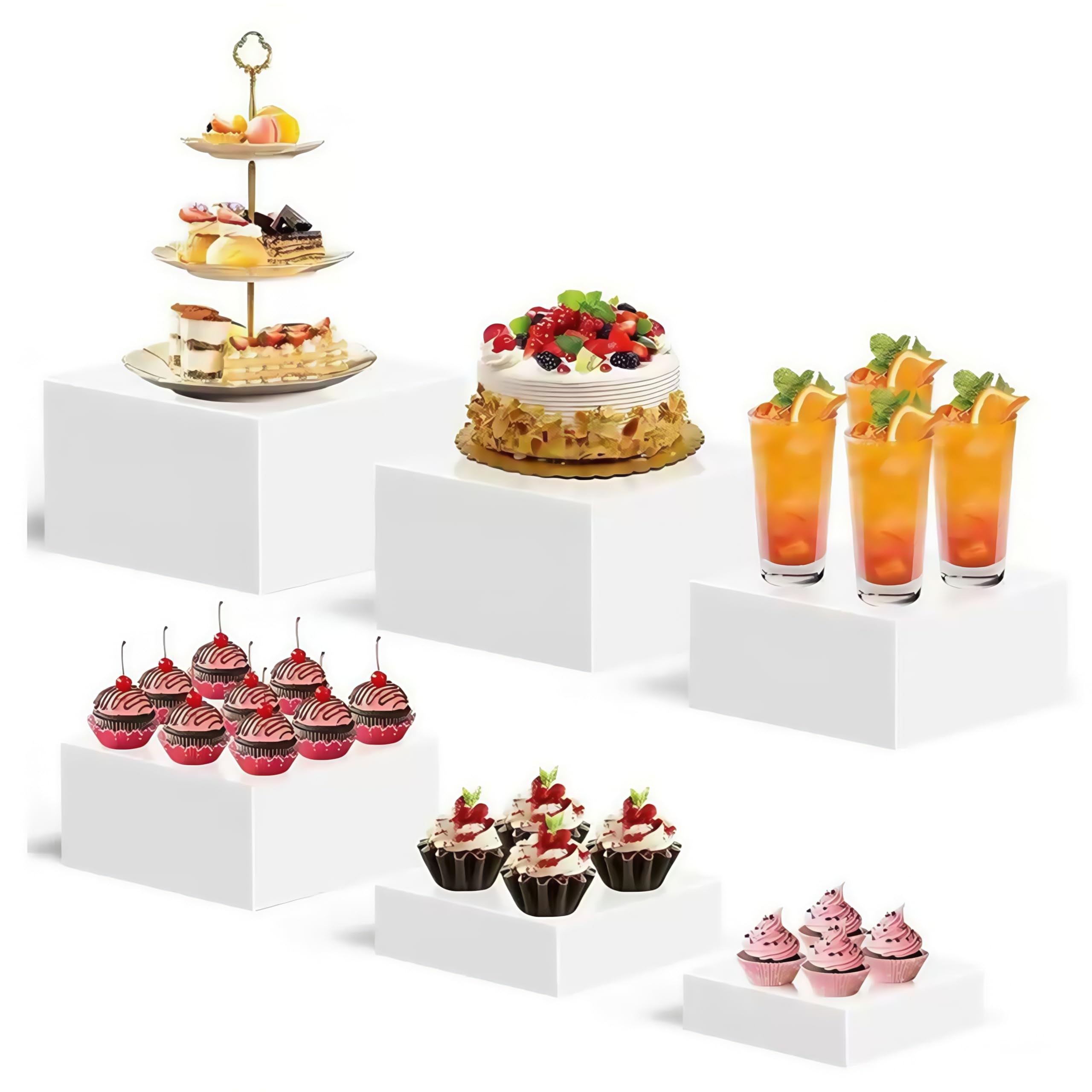 Présentoir de buffet de mariage en acrylique blanc boîtes de dessert pour table de fête