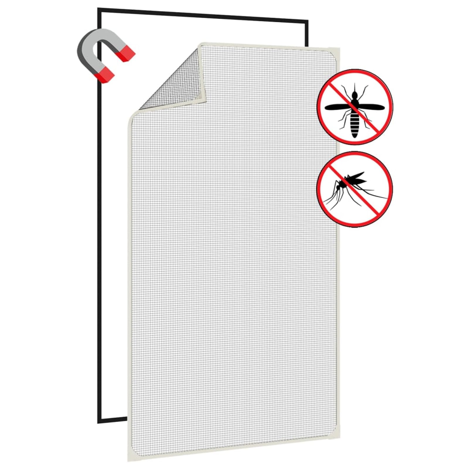 Magnet-Insektenschutz Fenster 80x140 cm Weiß, Glasfaser-PE-Netz | Magnetbefestigung ohne Bohren, UV-beständig & wasserfest, zuschneidbar