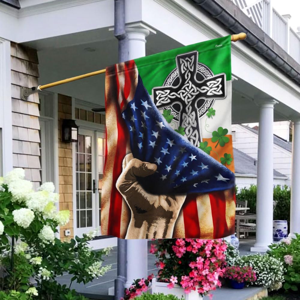 Flags-Irish Celtic Knot Christian Cross Flag THN2076F2, House Flag (29.5" x 39.5")-USA House Garden Flags Premium Polyester-Decorative Outdoor Flags