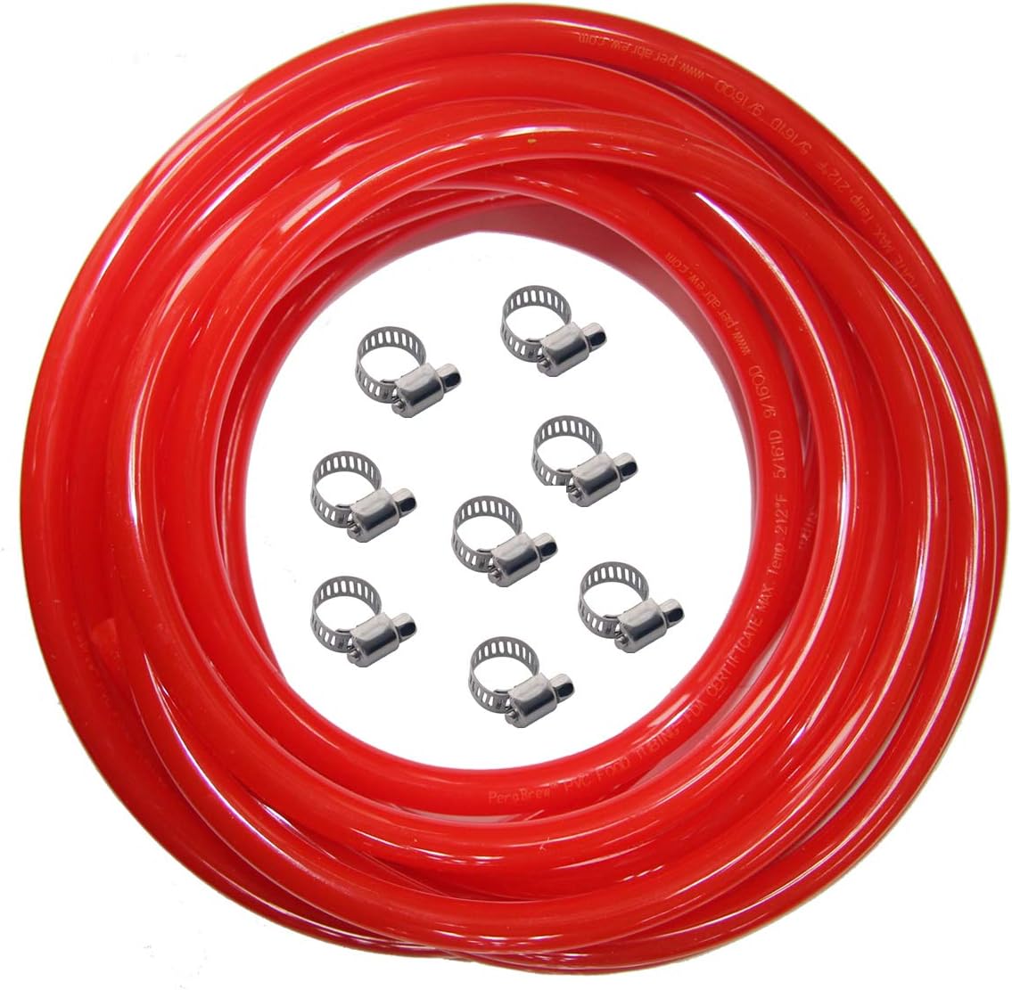 Red Gas Line Air Hose - 25ft Length CO2 Tubing Hose ID 5/16 inch OD 9/16 inch...