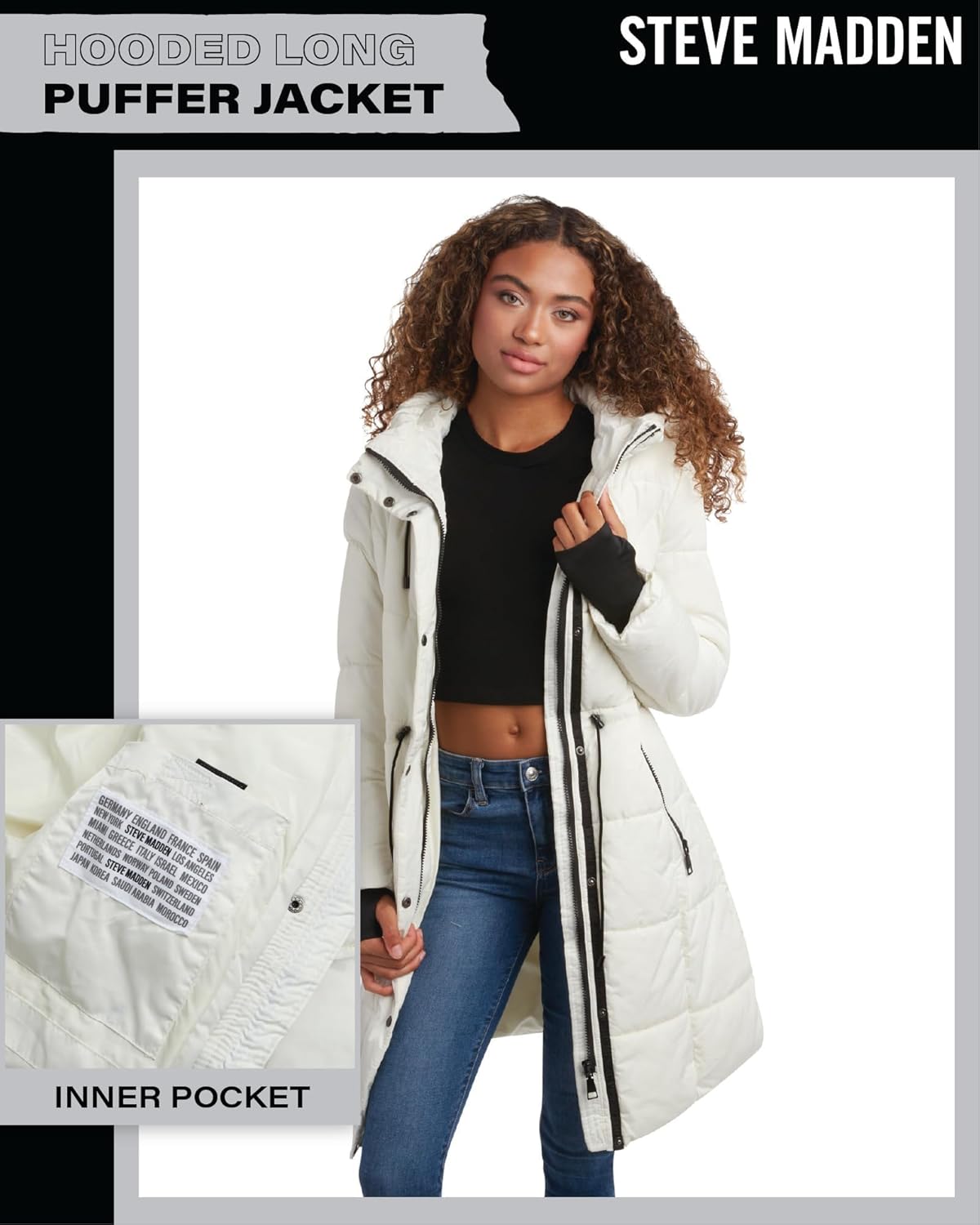 Steve Madden Womens Long Puffer Coat - Insulated Hooded Quilted Parka Puffer Jacket - Warm Winter Jacket for Women - Image 6