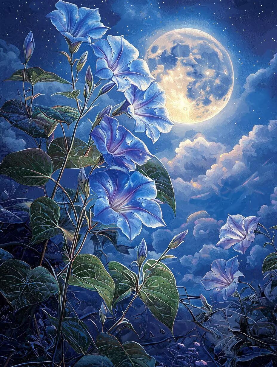 Fleur au clair de lune Peinture Numero Adulte Kits, 80x100cm m-1108