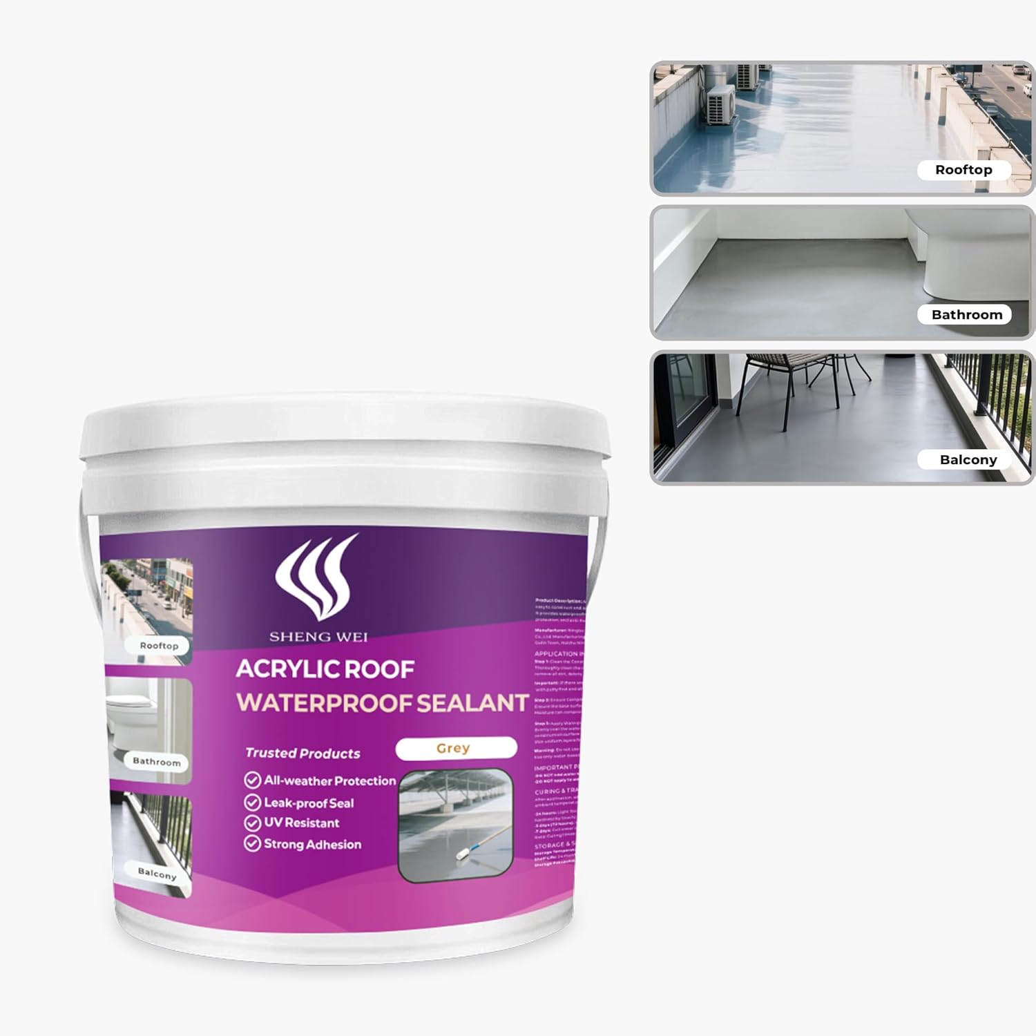 Waterproof sealant -1 gallon, Grey liquid rubber, basement wall, roof, bathroom interior,astomeric roof coatingInterior/exterior waterproof coating-covering 120 square feet