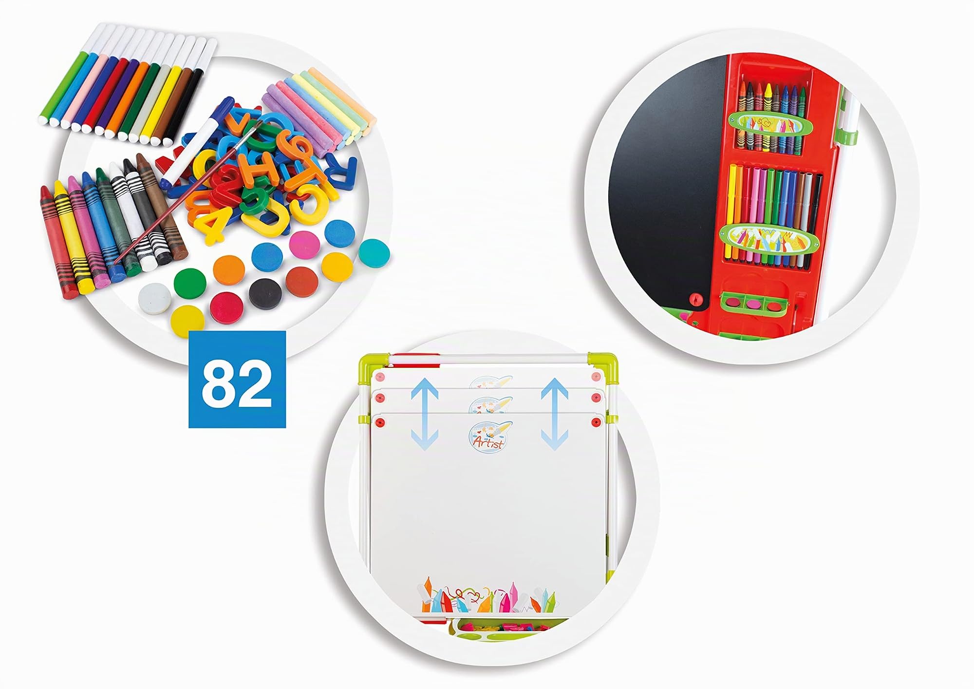 Chicos - Mon Tableau d'Artiste Magnétique. Tableau Enfant 2en1. Pour feutres effaçables et craies de couleurs. 96 accessoires inclus. +36 mois.Ref. 52172, 52172