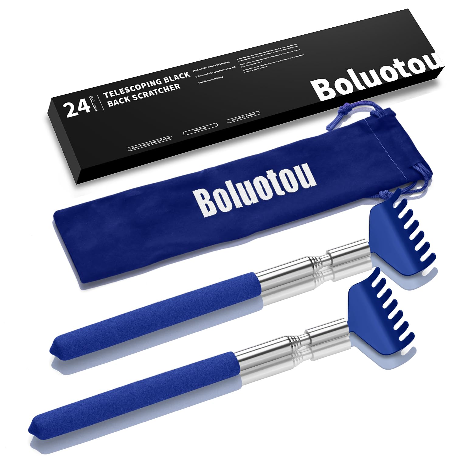 Kuvvfe 2 Pack Extendable Back Scratcher, Stainless Steel Telescoping,Blue