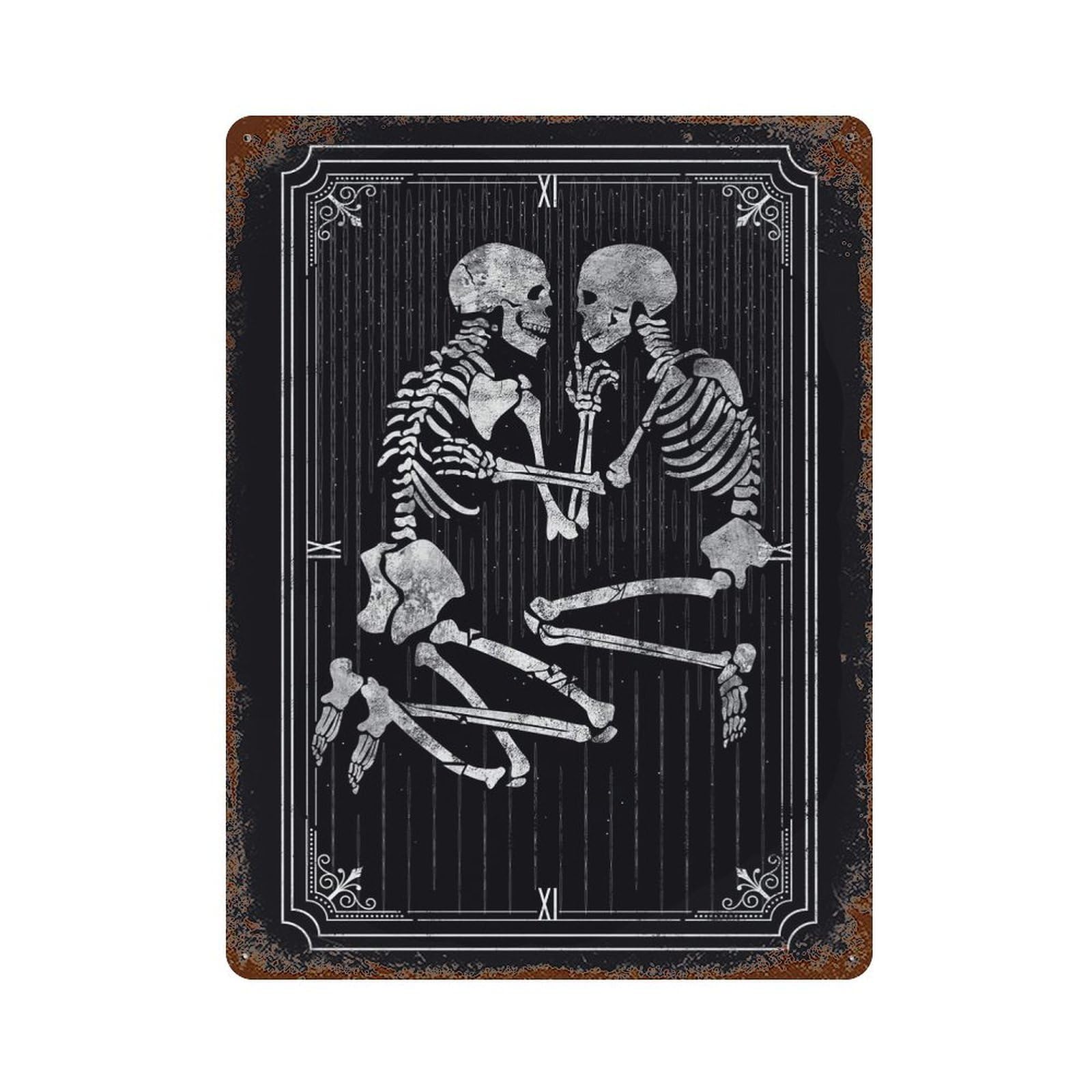 Skeleton Key Weathered Tin Sign 15.7"x11.8", Ideal for Basement, Hobby Room And Garage Decor