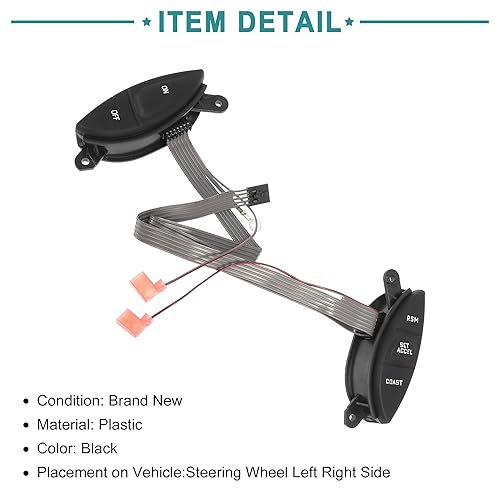 Miniatura 4 de ACROPIX Botón del interruptor de control de crucero del volante delantero con cable para Ford para Ranger - Par de 1 negro
