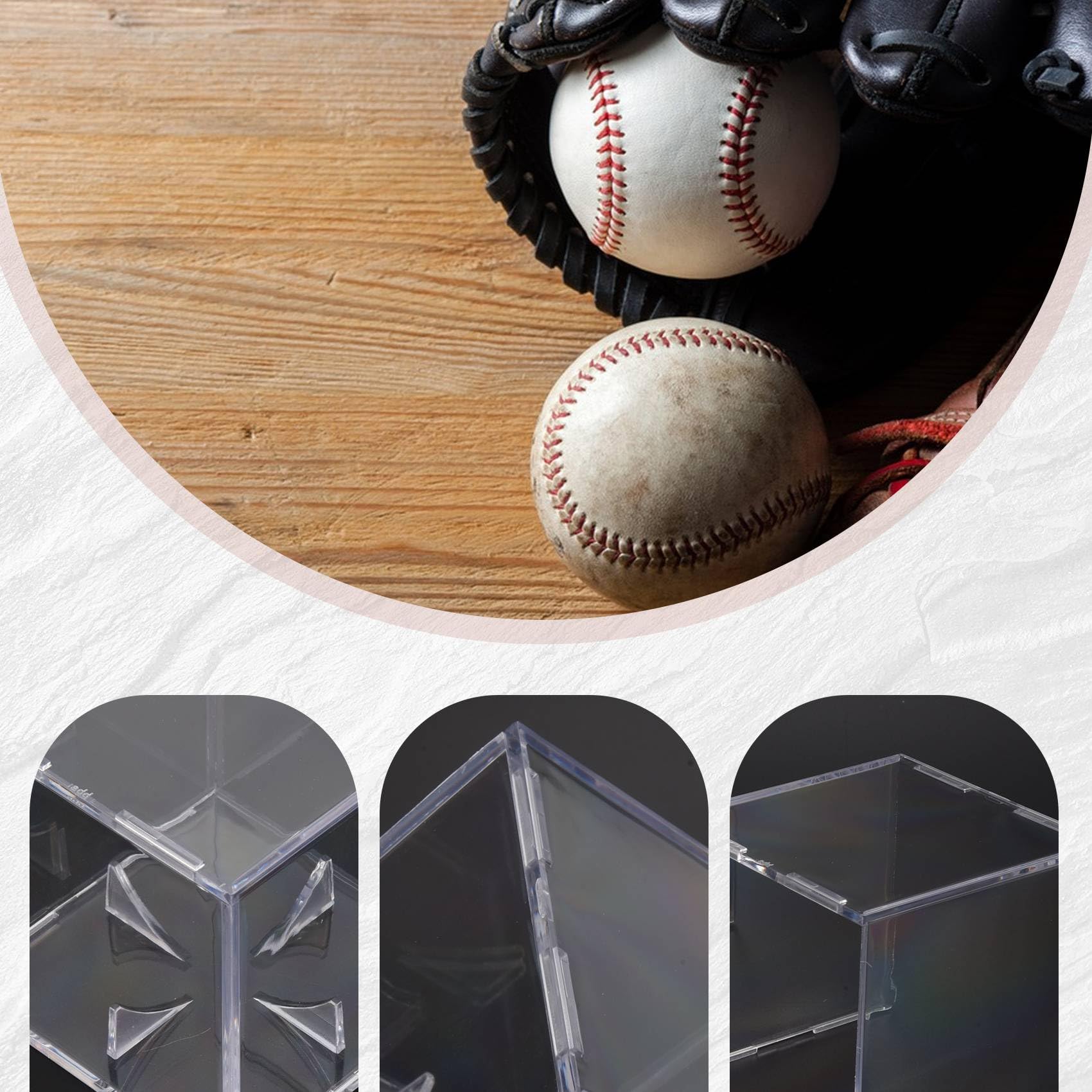 Vitrine de Baseball 4 PièCes, BoîTes D'Affichage en Acrylique AntipoussièRe ProtéGéEs Contre Les UV, Vitrine Transparente pour Balle de Souvenirs de Baseball