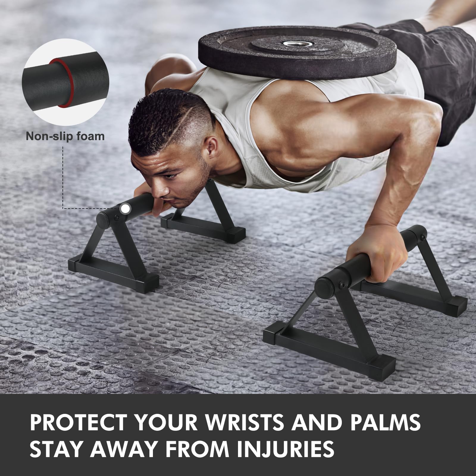 Barres De Poussée En Bois Massif Avec Support En Métal Robuste, Pour Gymnastique, Fitness, Exercices Au Sol, Support En Métal Robuste, Supporte 226,8