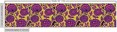 Miniatura 3 de Lunarable The Yard - Tela floral dibujada a mano, flores abstractas y esbozadas en tonos vibrantes, tela decorativa para tapicería y detalles del