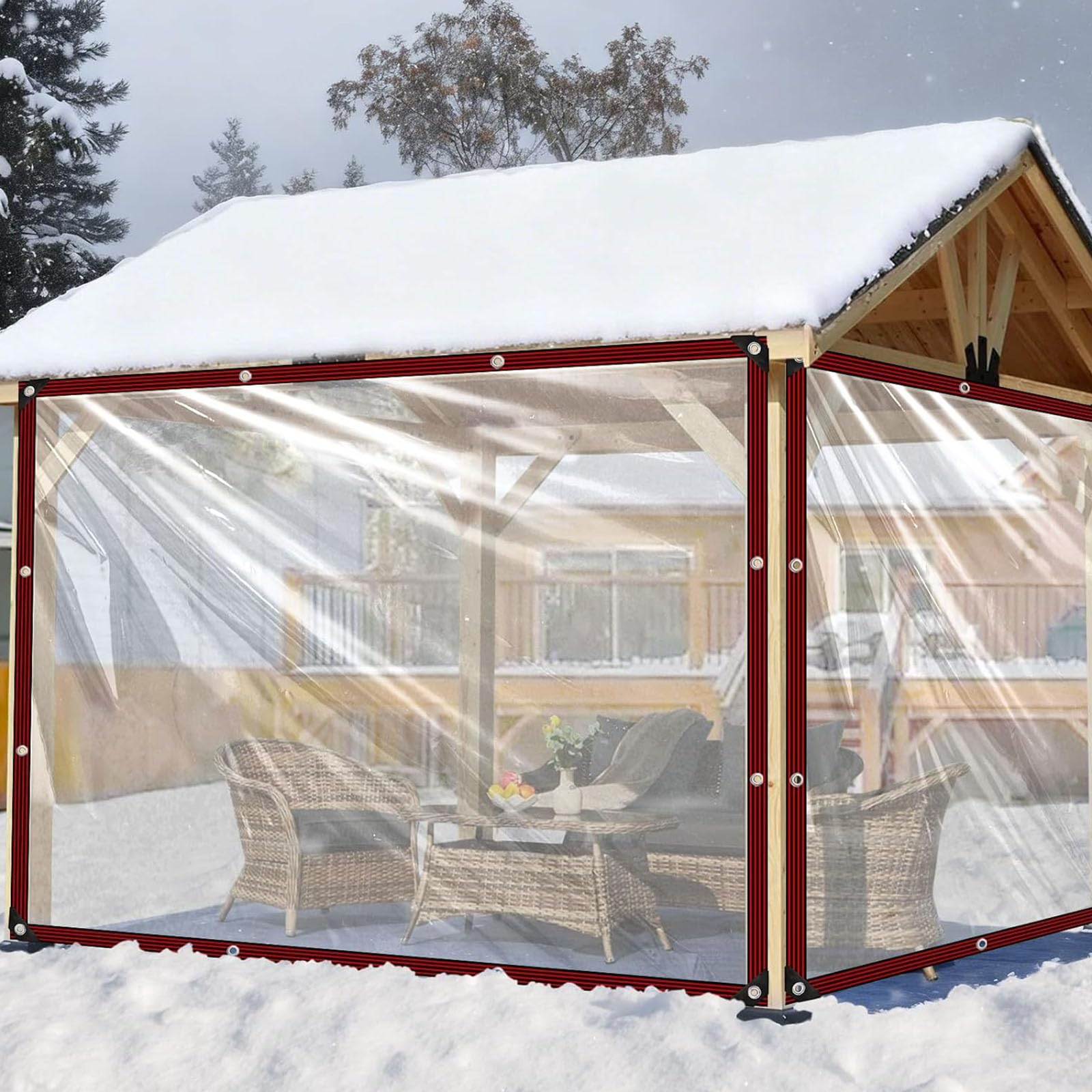 Lona transparente con ojales ideal para proteger muebles de jardín y coche