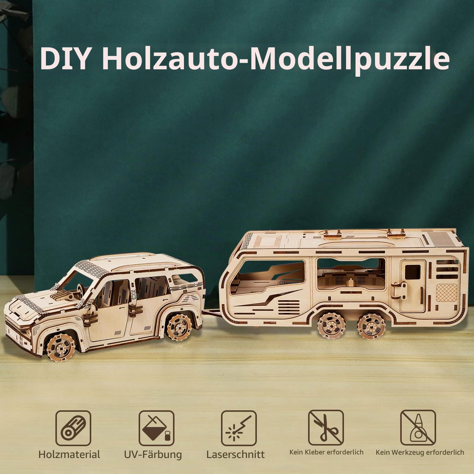 3D Holzpuzzle für Erwachsene, Anhänger Mechanisches Auto 3D Puzzles, DIY Modellbau Kit Handwerk Holz Handwerk Hobbys Spielzeug, Geburtstag für Hobbyist 14+ Teens Familie Frauen Männer, 323 Teile