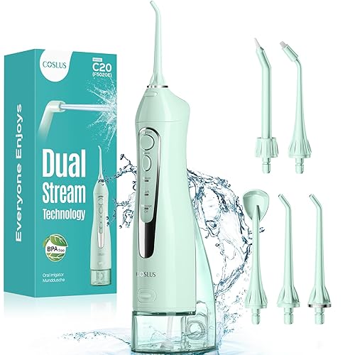 COSLUS Water Dental Flosser Teeth Pick C20: Portable Cordless Oral
