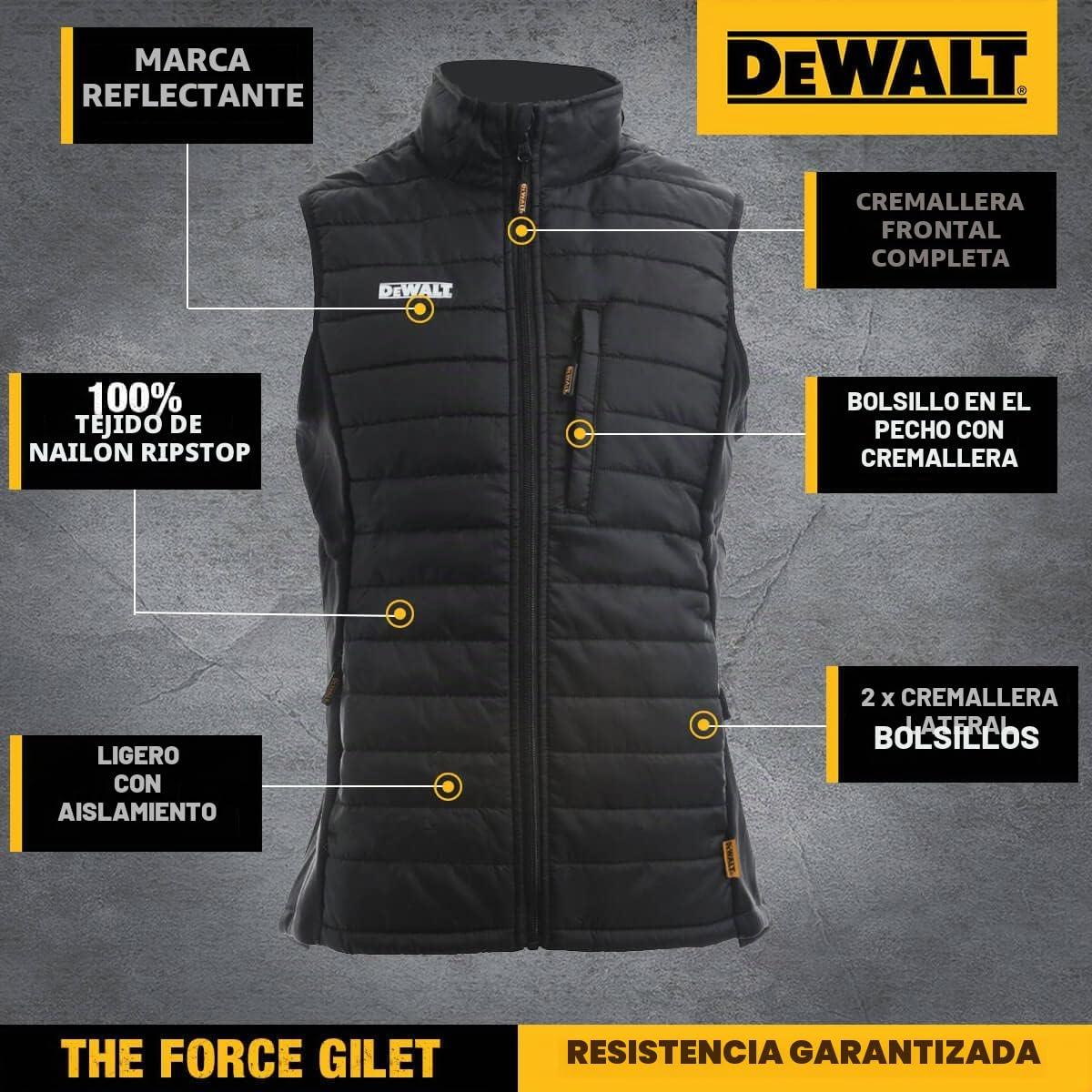 DEWALT Mens Force Slim Fit Gilet