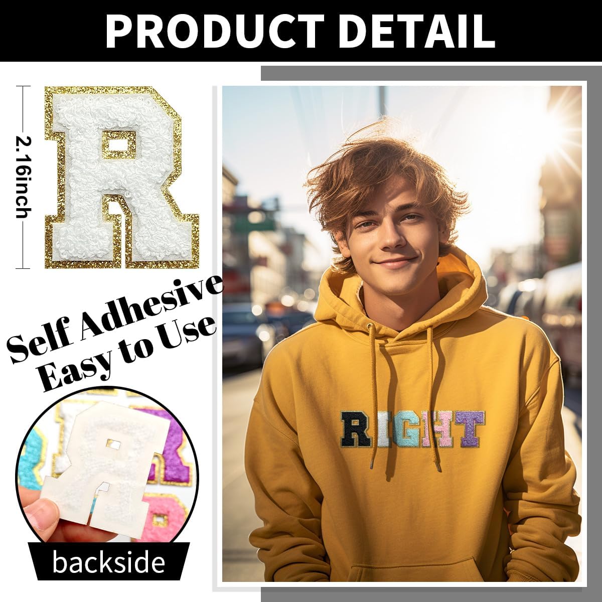 10PCS Self Adhesive Chenille Number Patches, Colorful Iron On Number Glitter Patches, 8 - Image 2