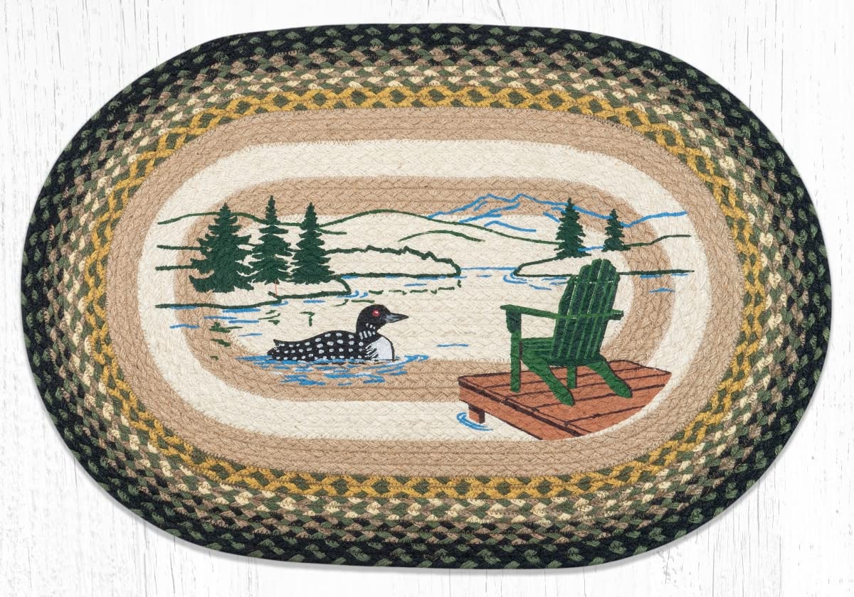 Earth Rugs OP-116 Adirondack Loon Oval Patch 20"x30", Green (65-116AL)
