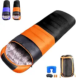 ODESUN Saco de dormir para adultos, mochila leve, à prova d'água, clima frio -1,1 °C - Sacos de dormir quentes e espessos com zíper para acampamento, viagem, ciclismo, quatro estações