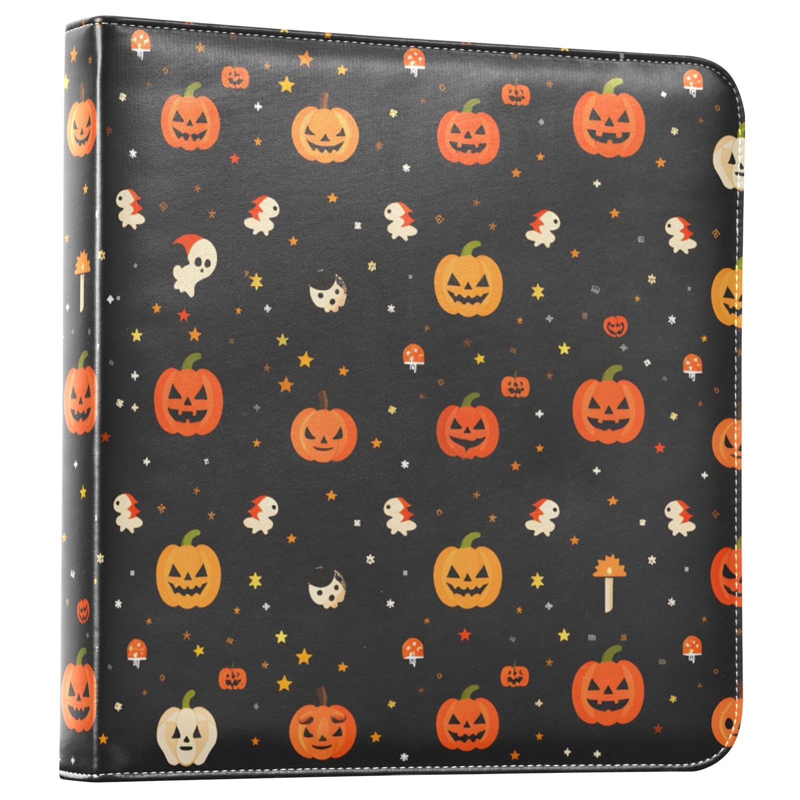 JIPONI Little Pumpkins Large Photo Album, DIY Leather Cover Scrapbook Albums for 4x6 5x7 6x8 Pictures, Self Adhesive Memory Book for Wedding, Baby, Family