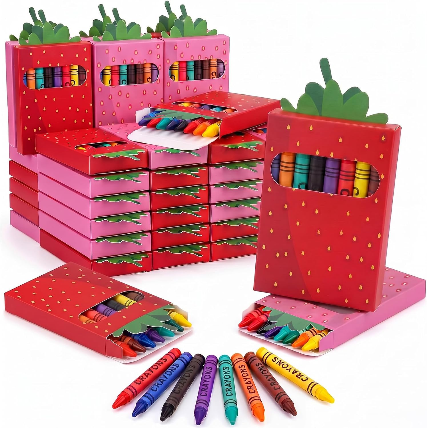 Flutesan 24 Packs/ 192 Pcs Crayon Candyland Theme Party Favors Bulk Gifts for Birthday Goodie Bag Fillers Sweet Candy Party Prizes Trick or Treat Stuffers, 8 Color