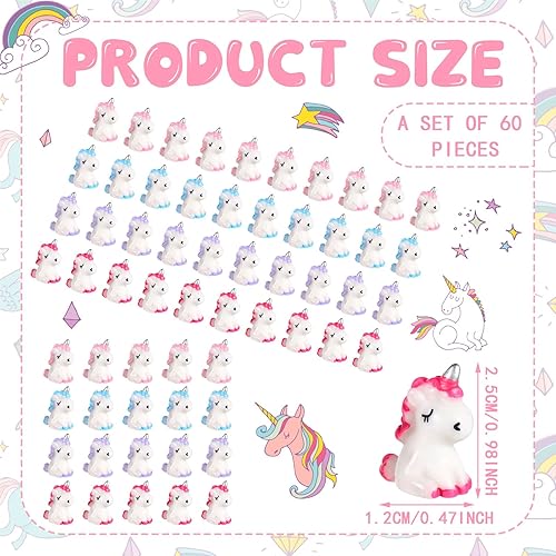 Miniatura 3 de Barydat 60 piezas de figuras miniatura de micro unicornio para jardín, casa de muñecas de unicornio, accesorios de jardín de hadas, paisaje de