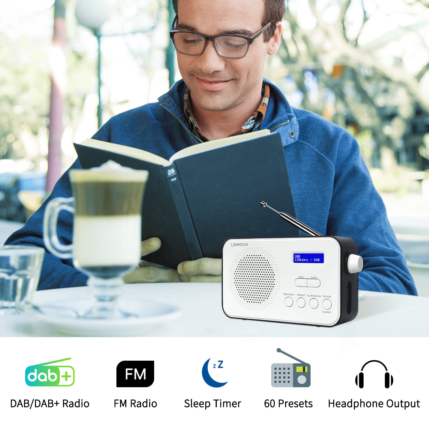 LEMEGA PR2 DAB/DAB+ & FM Radio,Mains and Battery Powered Portable