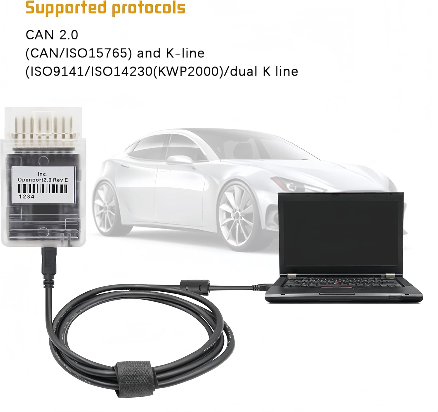 K-CAN Diagnostic Cable for ECU, Compatible for Mitsubishi Subaru Toyota Jaguar Land Rover, OBD2 Diagnostic Cable Support OpenPort 2.0ECU FlashSDD V158/Techstream