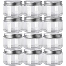 12 Pack Clear Plastic Jars Containers With Screw On Lids, Refillable Wide-Mouth Plastic Slime Storage Containers for Beauty Products, Kitchen & Household Storage - BPA Free 4 Ounce