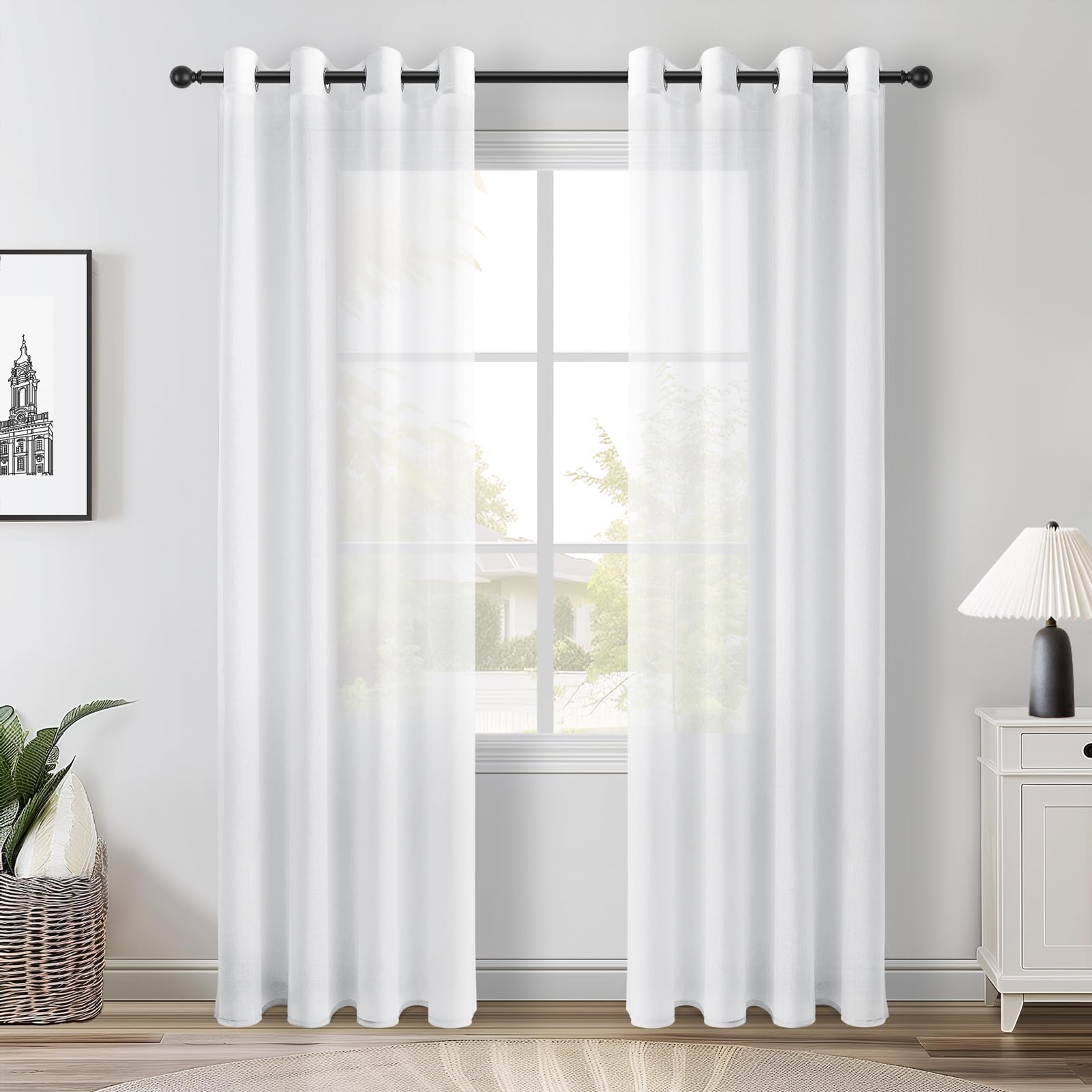 Topfinel Gardinen mit Ösen Vorhänge Halbtransparent Moderne Gardine Wohnzimmer Vorhang Kinderzimmer Schlaufenschal