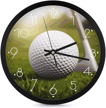 Sport Golf Ball Digital Wall Clocks Battery Operated 10 Inch Modern Silent Wall Clock Non Ticking Easy to Read Clocks for Living Room Bathroom Kitchen Office Bedroom Decor