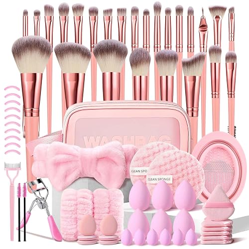 HGHDBT 70Pcs Pink Makeup Brushes Set