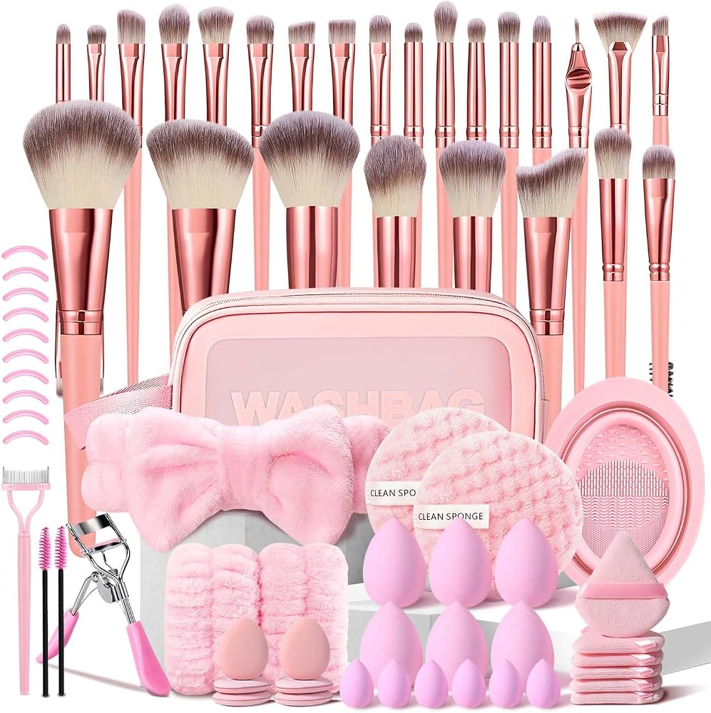 HGHDBT 70Pcs Pink Makeup Brushes Set Professional Makeup Kit Multi-functional Makeup Tool Set with Case Facial Makeup Accessories, Foundation Makeup Brush Kit Eye and Face Make up Brushes & Tools