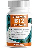 VITAMIN B12 hochdosiert - 365 Tabletten - 500&micro;g Vit B12 + FOLS&Auml;URE 200&micro;g pro Tag - laborgepr&uuml;ft mit Zertifikat - 100% vegan