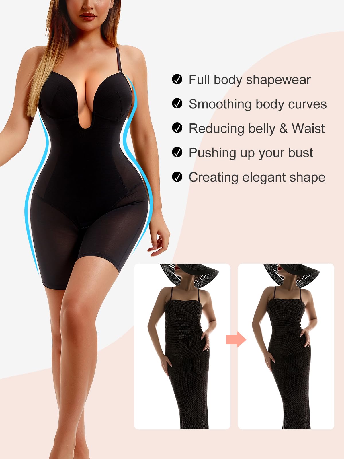 Decorus Shapewear Bodysuits 30 Vêtement galbant à la taille Femme
